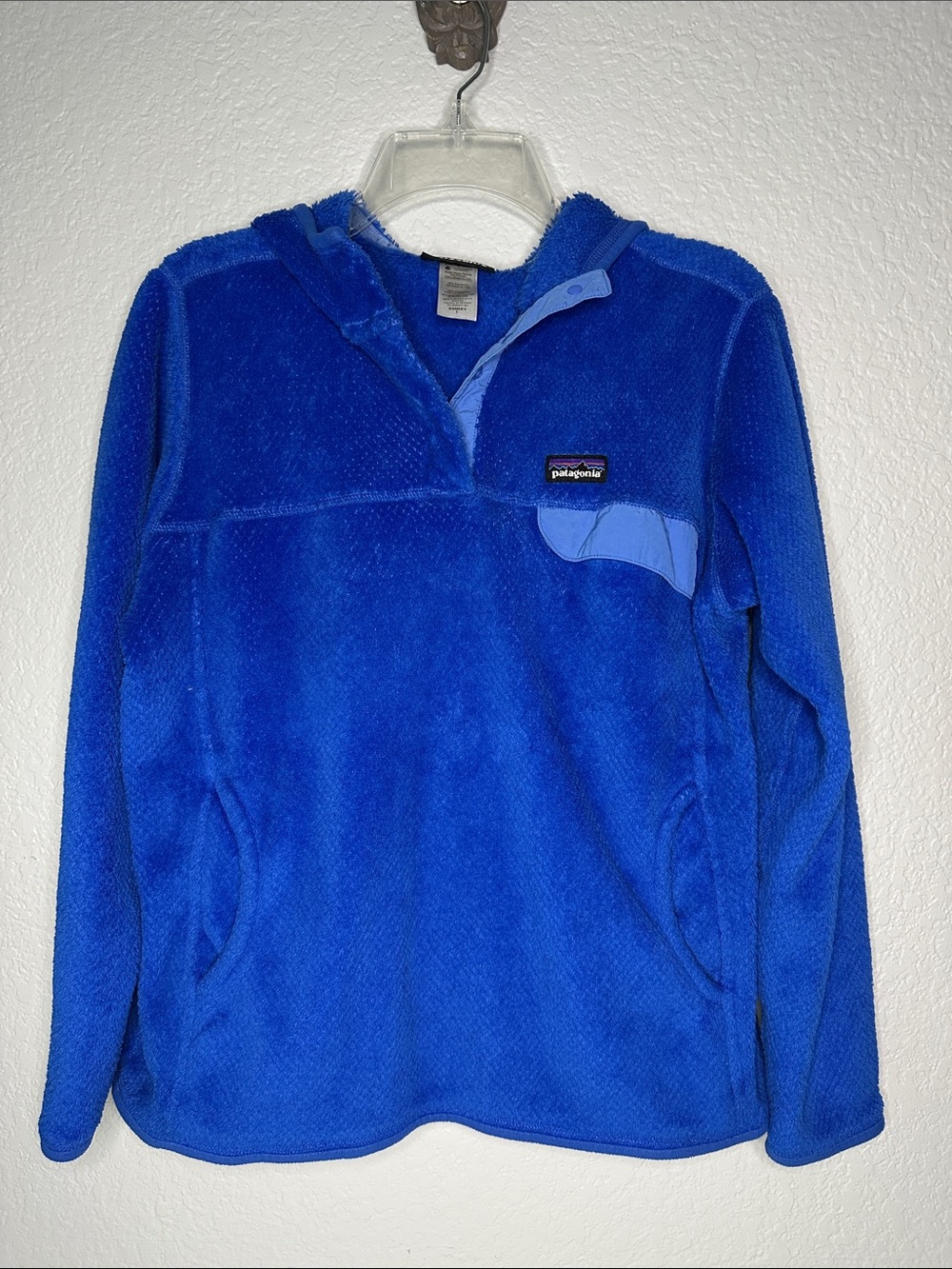 Patagonia Women's Royal Blue Re-Tool Snap-T Fleece Hoodie Pullover Large